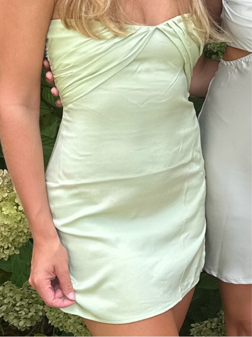 Princess Polly Satin Twist-Front Mini Dress in Light Green